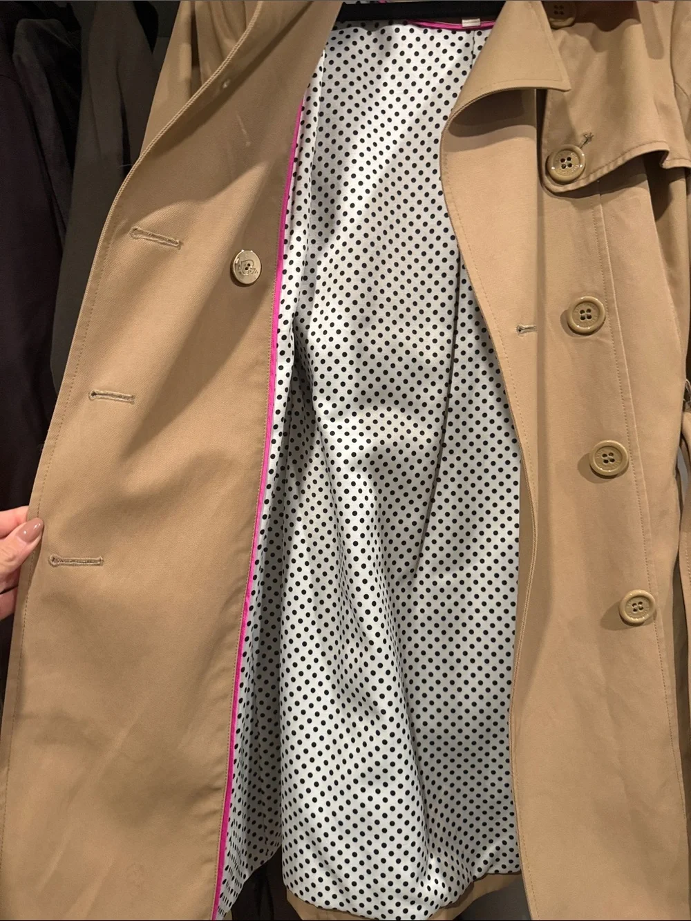 kate spade Tan Double-Breasted Trench with Waist Tie
